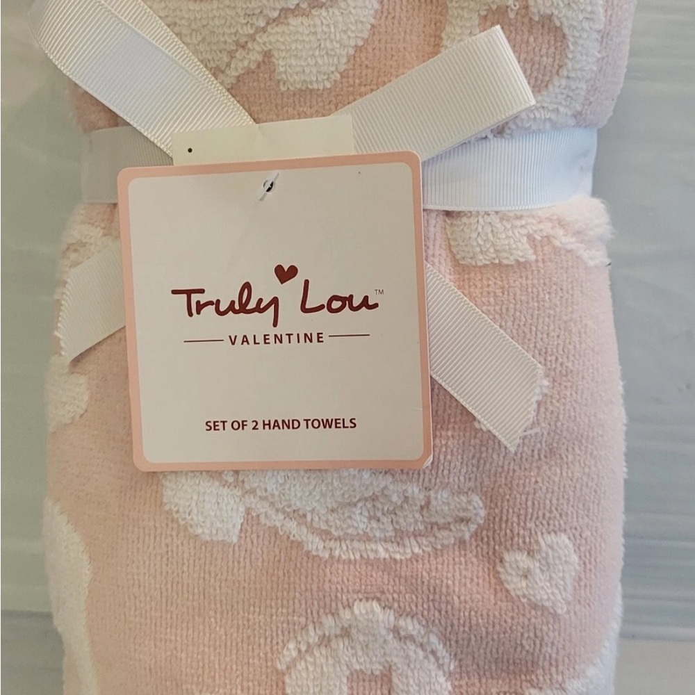 TRULY Lou Valentine Pink and White Hand Towels cowgirl boots